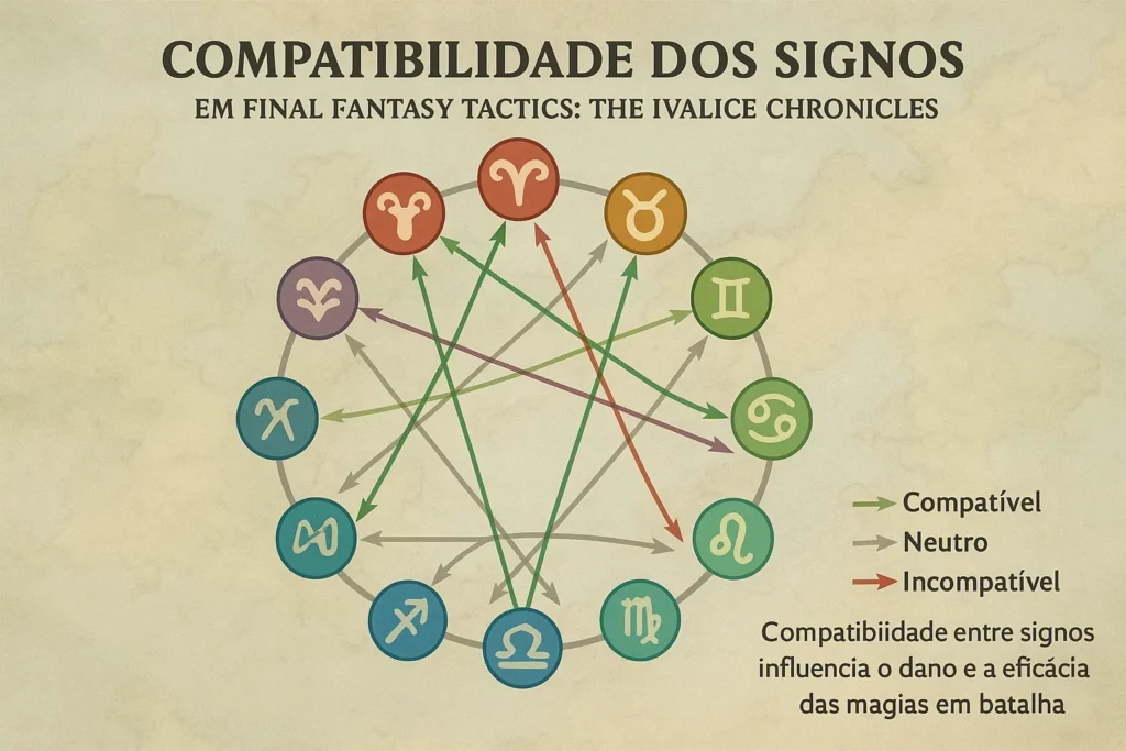 Imagem ilustrativa sobre os signos em Final Fantasy Tatics